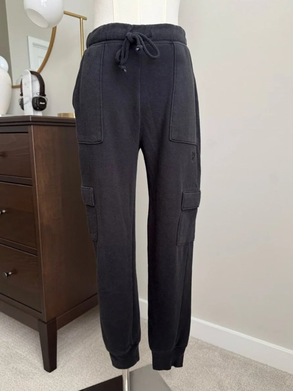 PINK Black Cargo Jogger Sweatpants